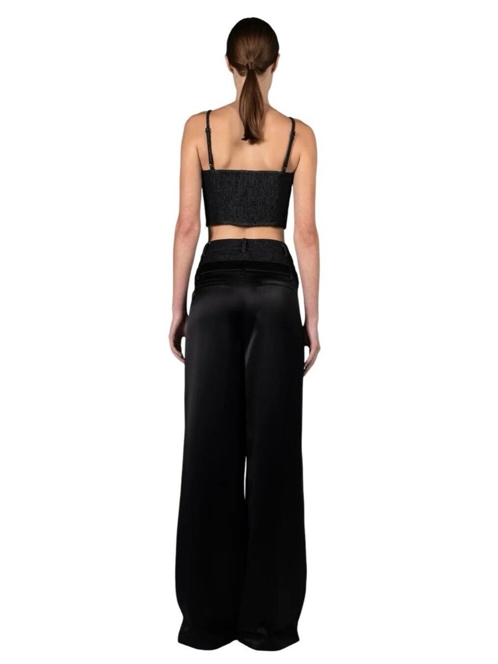 NonChalant Label Simon Pants in Black XL Womens Double Buckle Satin Denim - Picture 3 of 9